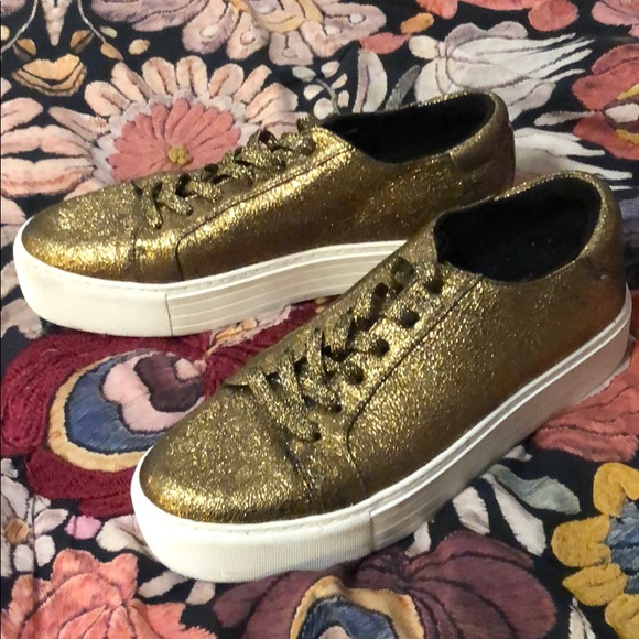 Kenneth Cole Metallic Platform Sneakers - Picture 1 of 4